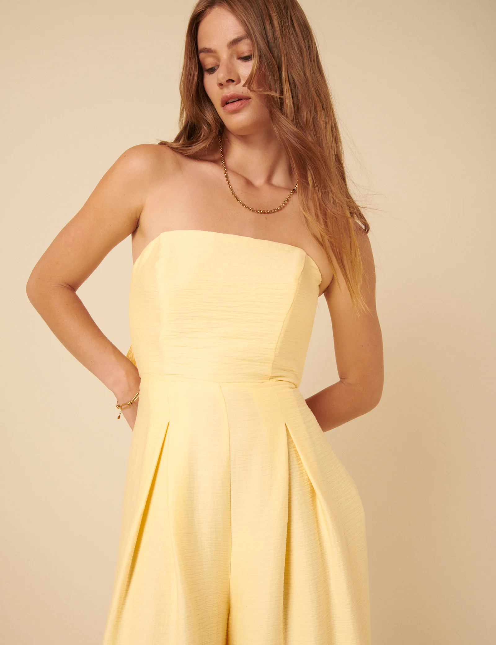 Butter Yellow Bandeau Rory Jumpsuit - Image 4