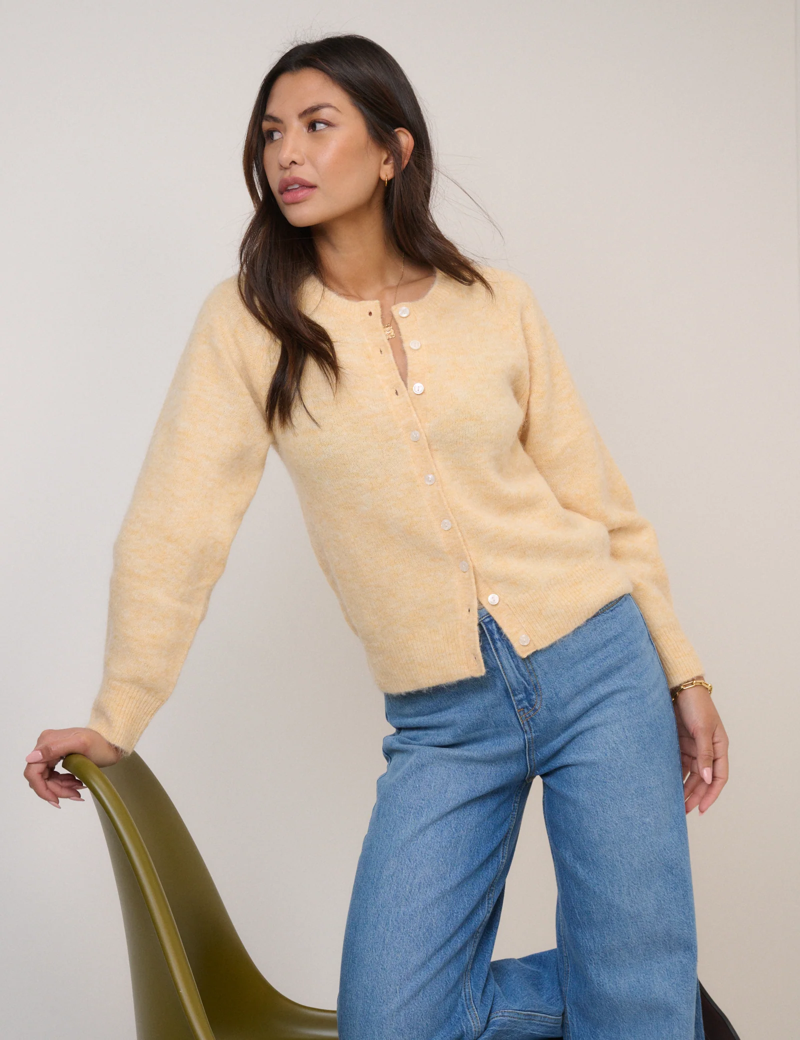 Butter Yellow Wool Blend Cardigan - Image 4