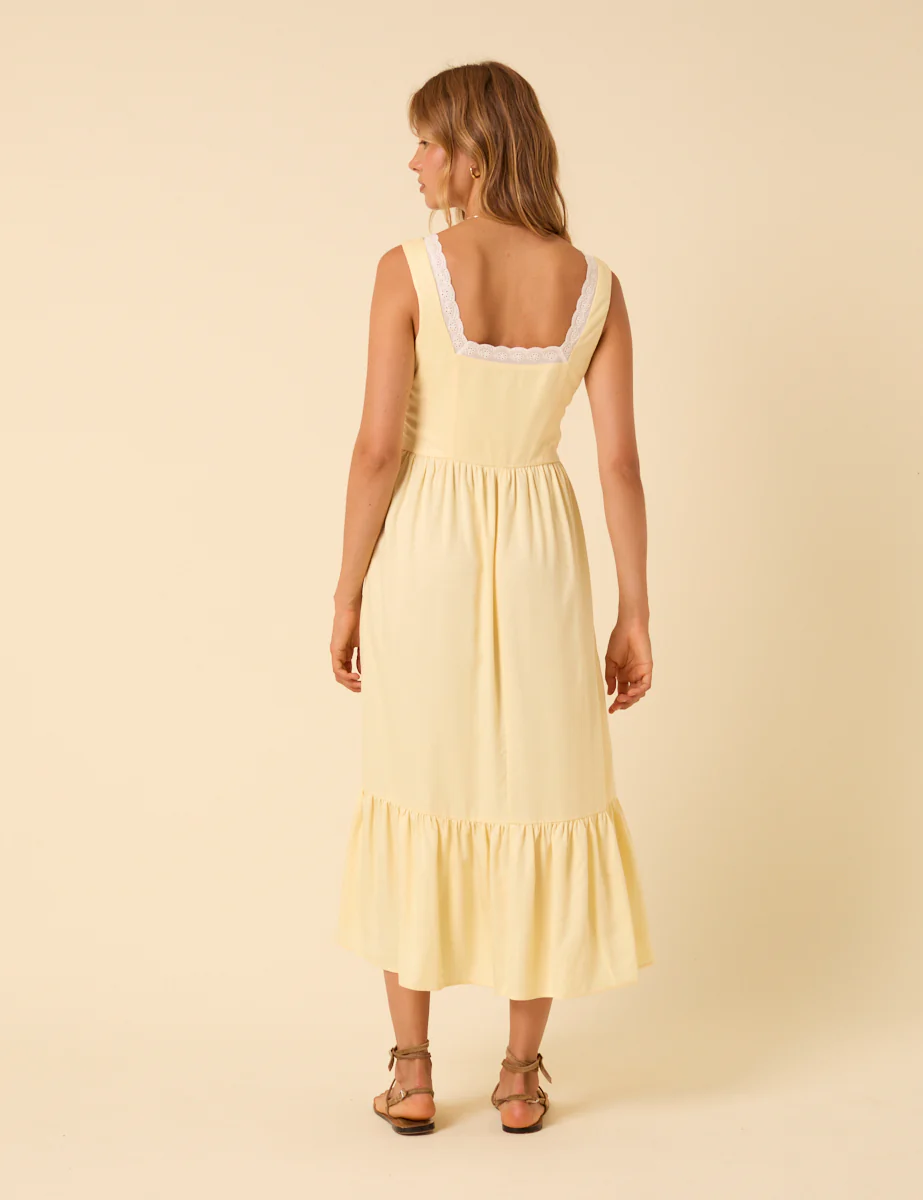 Butter Yellow Heather Midi Dress - Image 5
