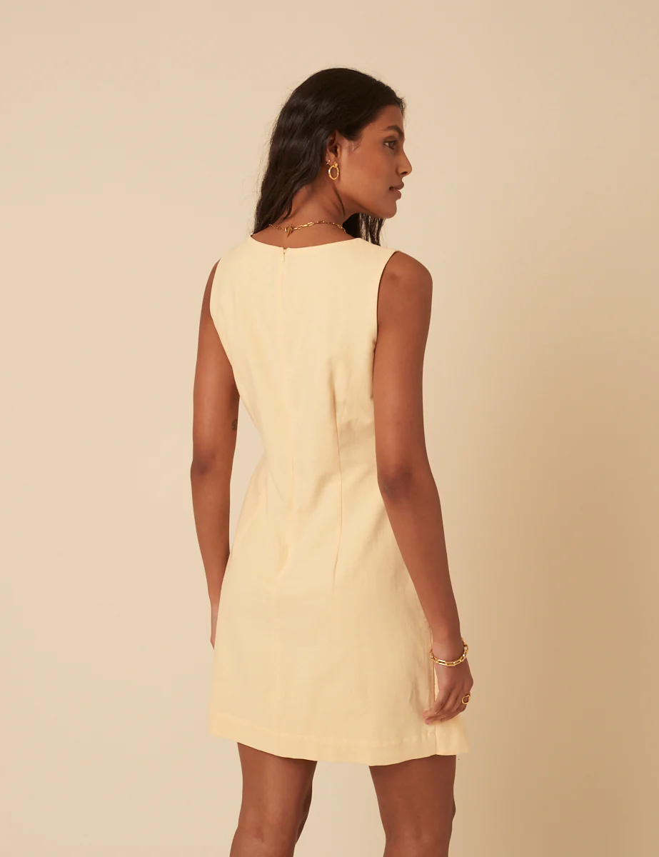 Butter Yellow Tie Waist Lottie Mini Dress - Image 5
