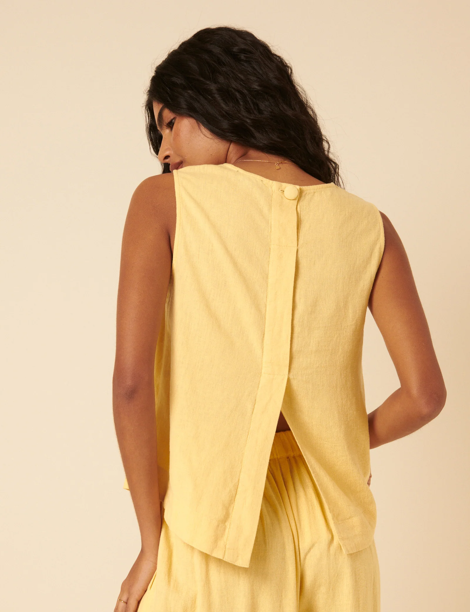 Butter Yellow Linen-blend Swing Top - Image 3