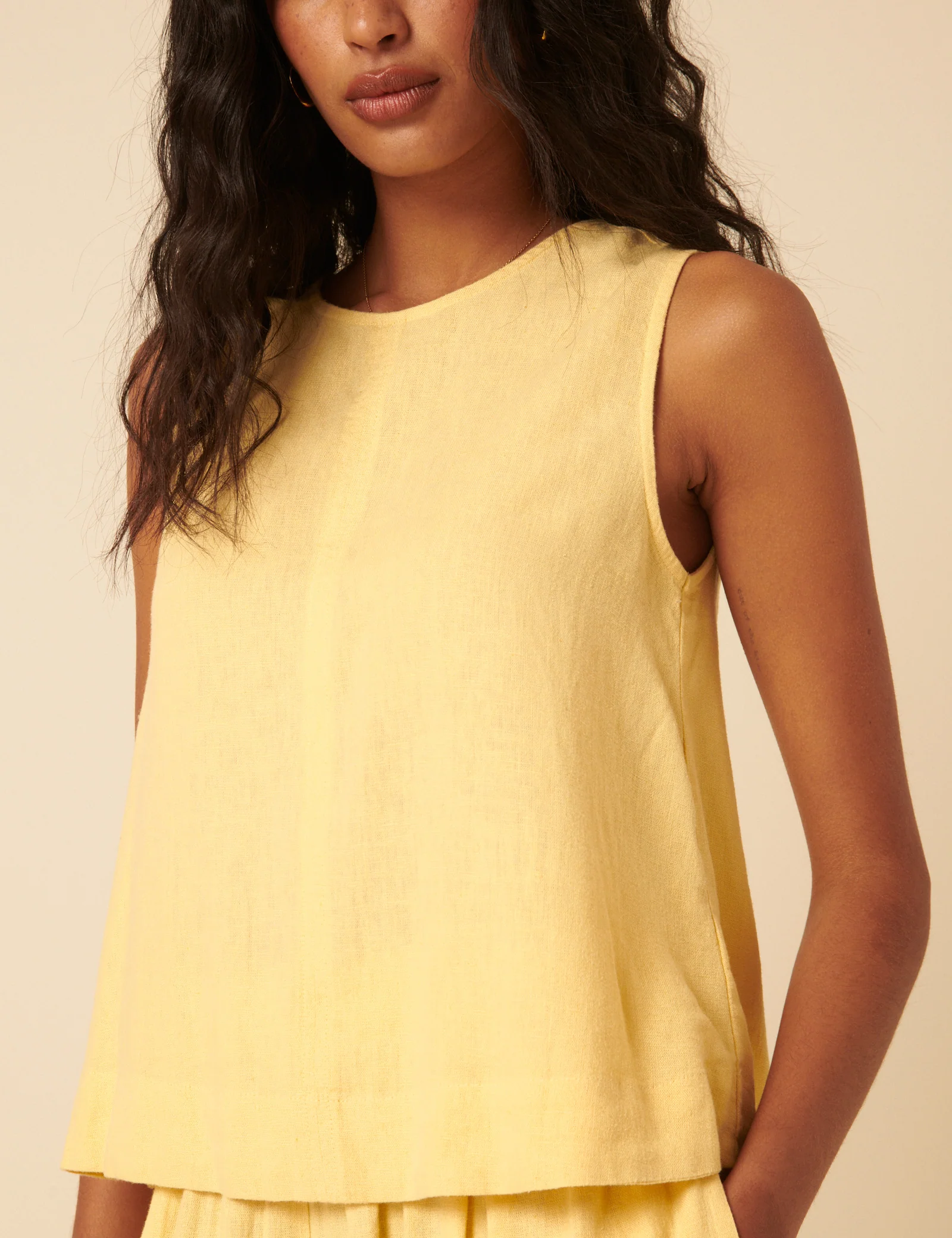 Butter Yellow Linen-blend Swing Top - Image 4
