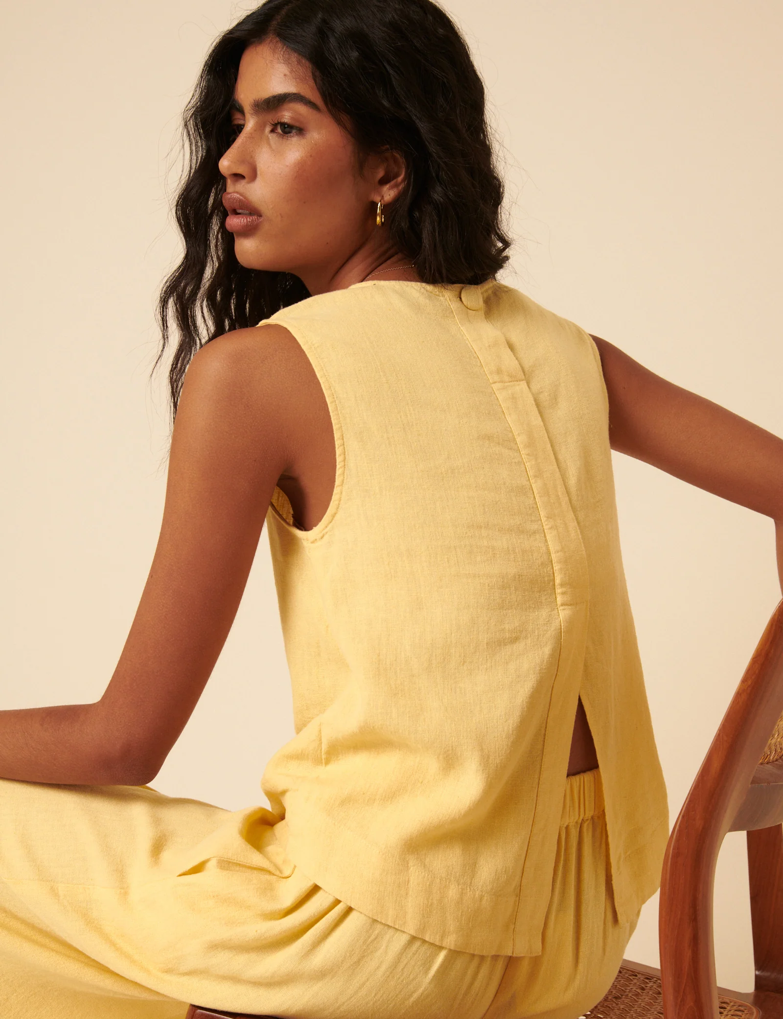 Butter Yellow Linen-blend Swing Top - Image 5