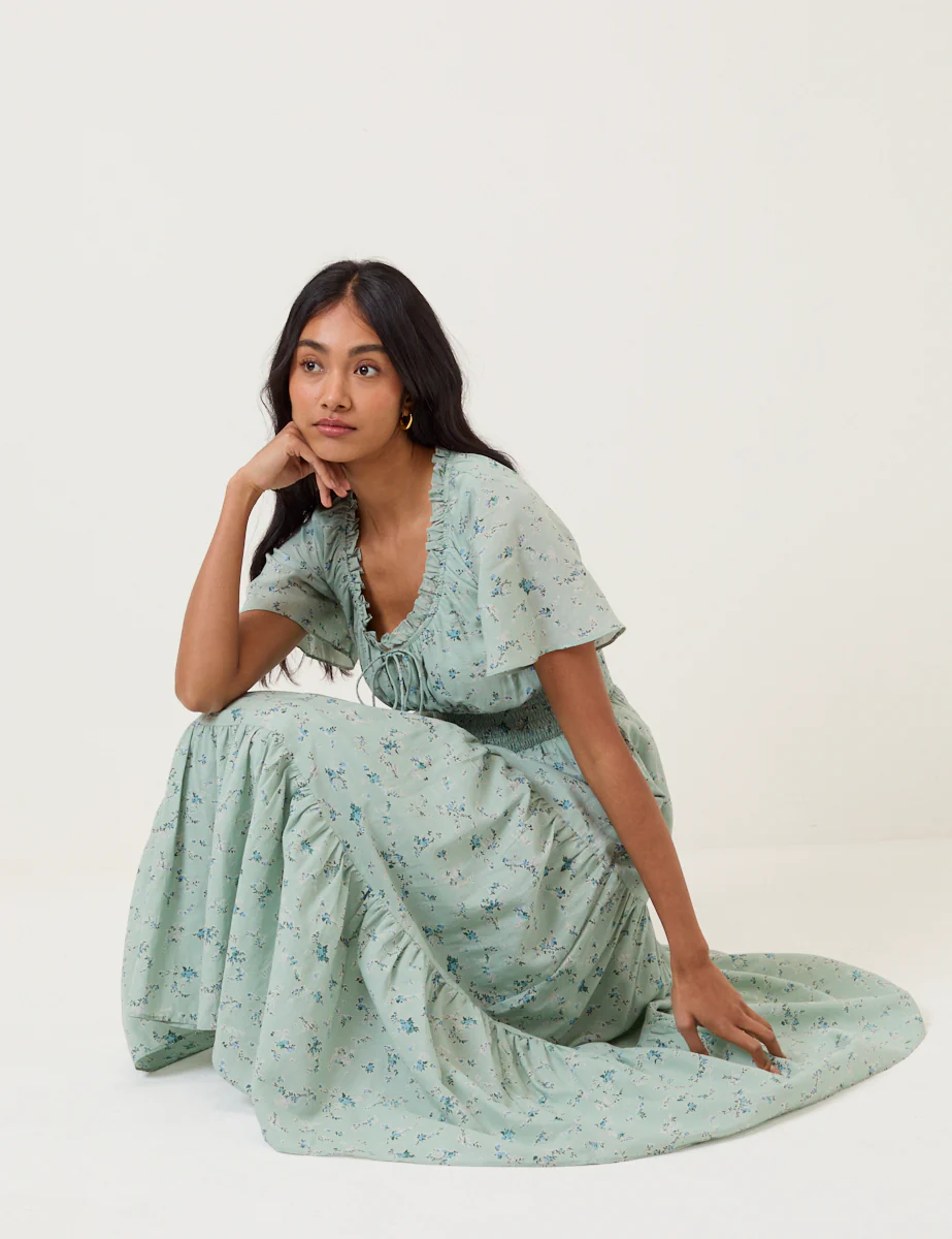 Green Ditsy Floral Caliope Midi Dress - Image 3