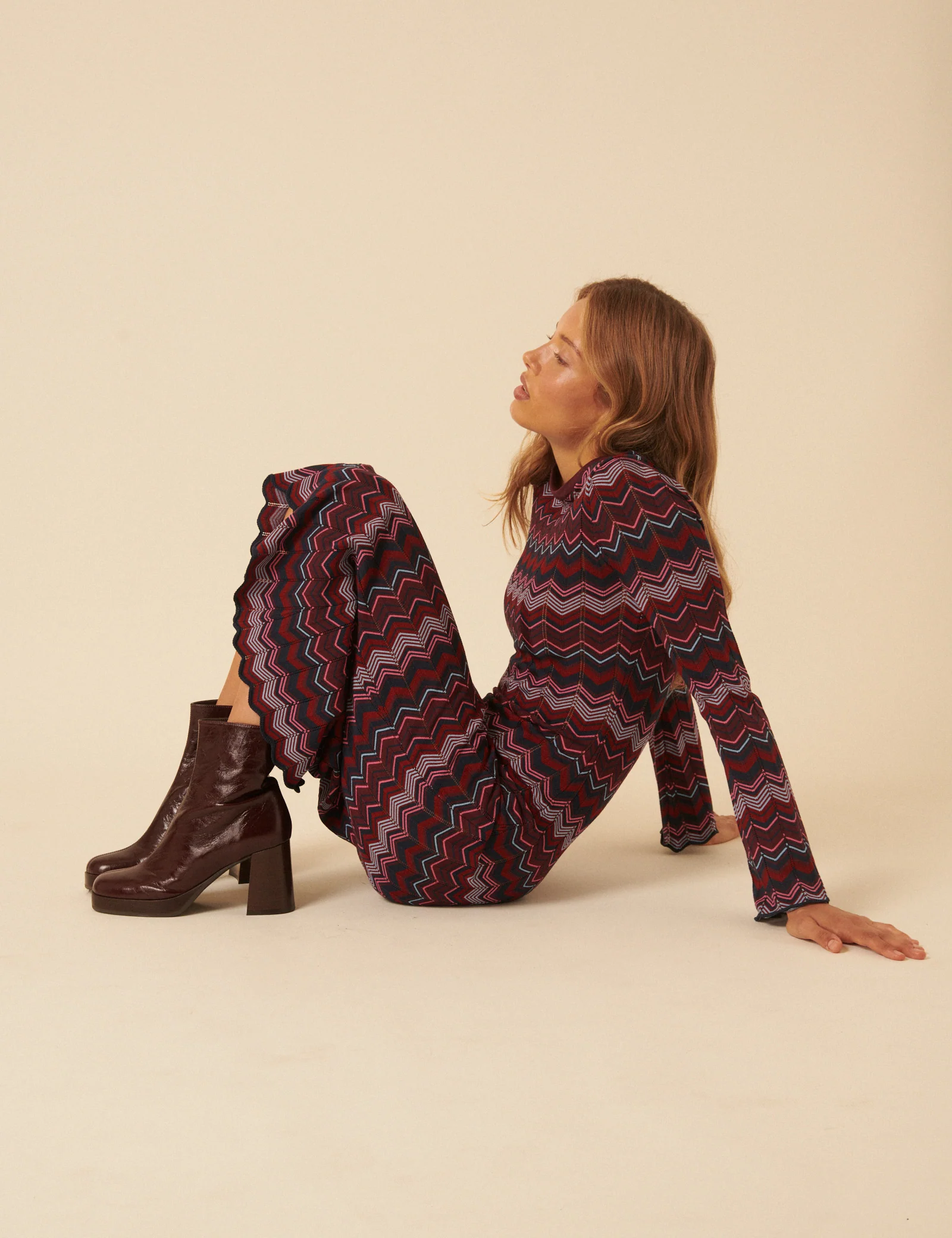 Burgundy Leather Platform Boots - Image 2