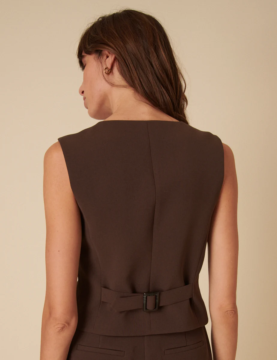 Chocolate Brown Waistcoat - Image 6