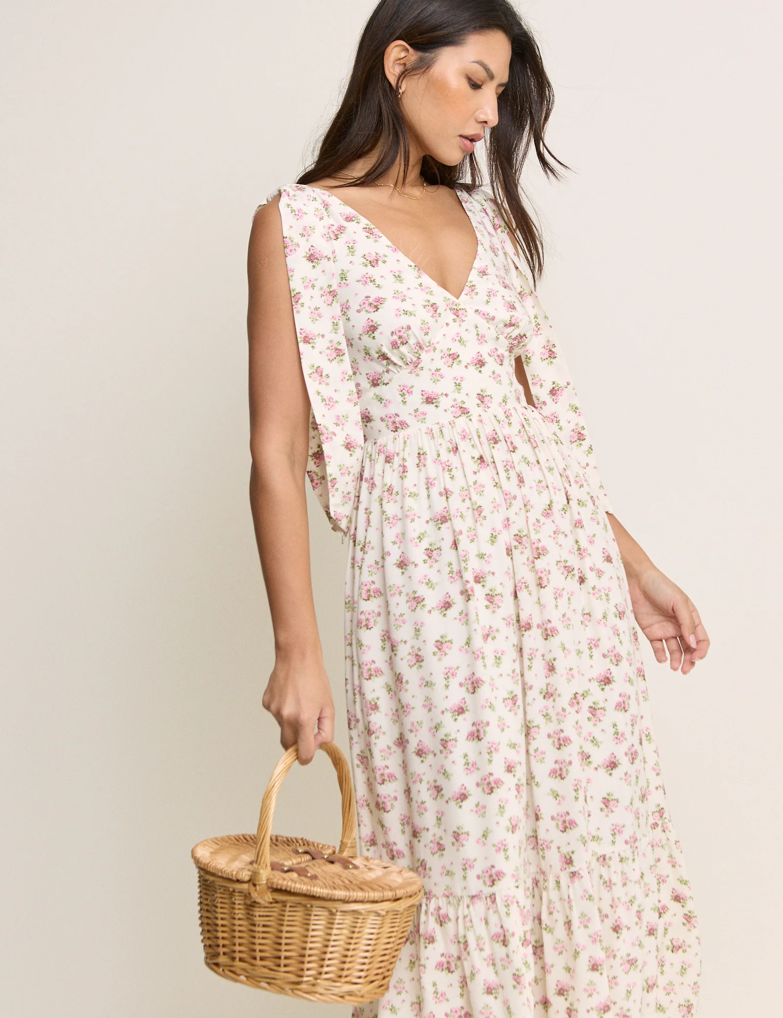 White Floral Coen Midaxi Dress - Image 2
