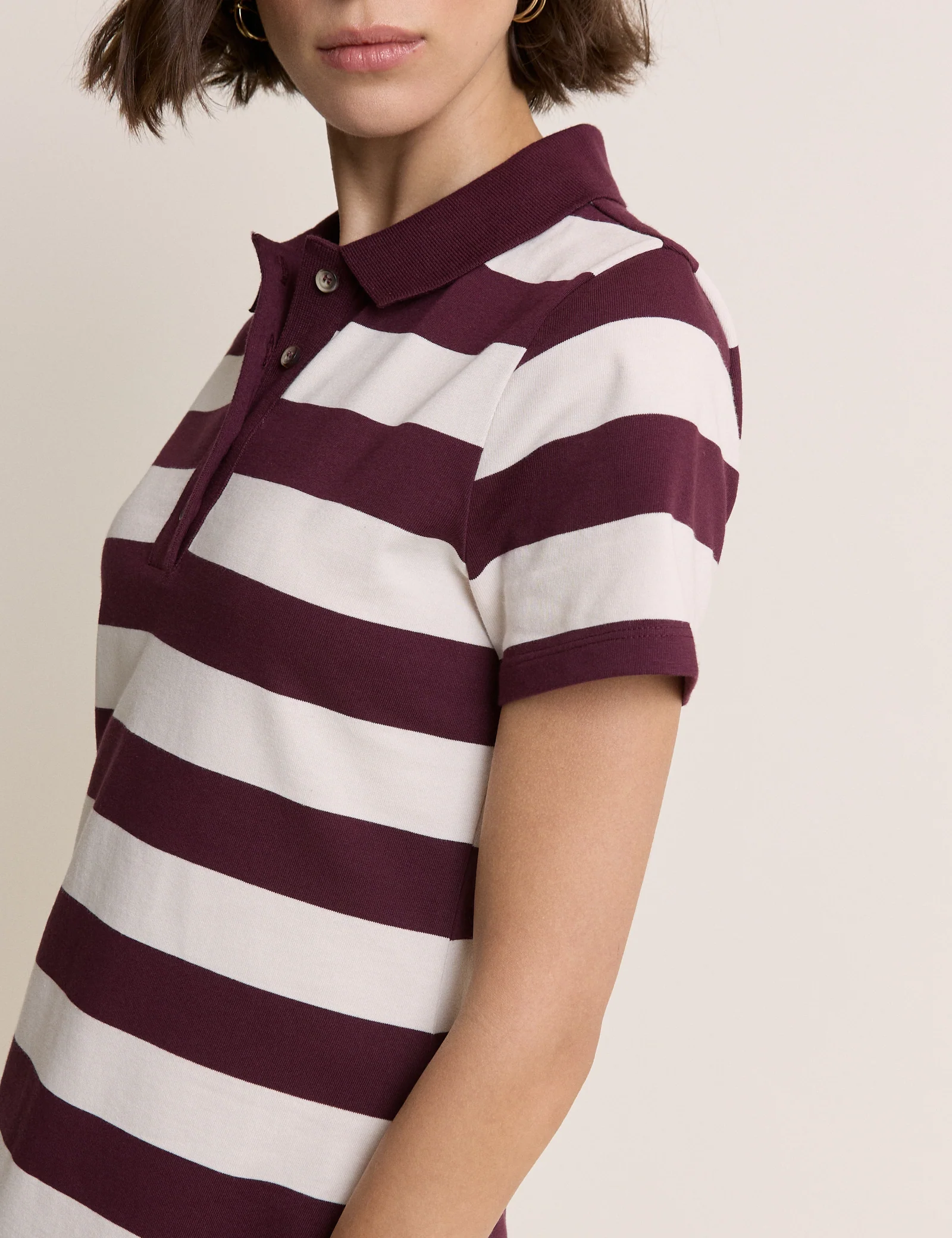 Burgundy Striped Collins Mini Polo Dress - Image 4