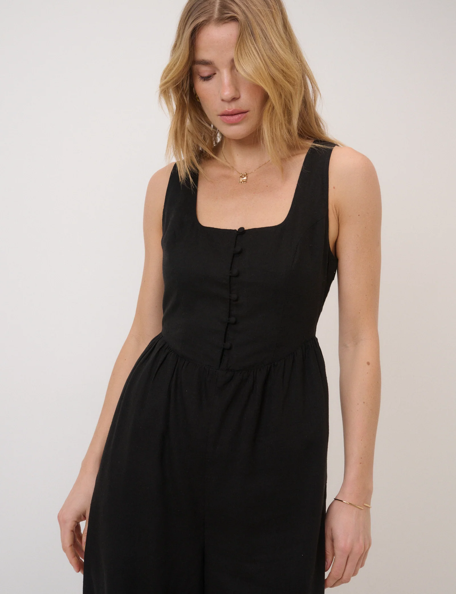 Black Square Neck Cora Jumpsuit - Image 2