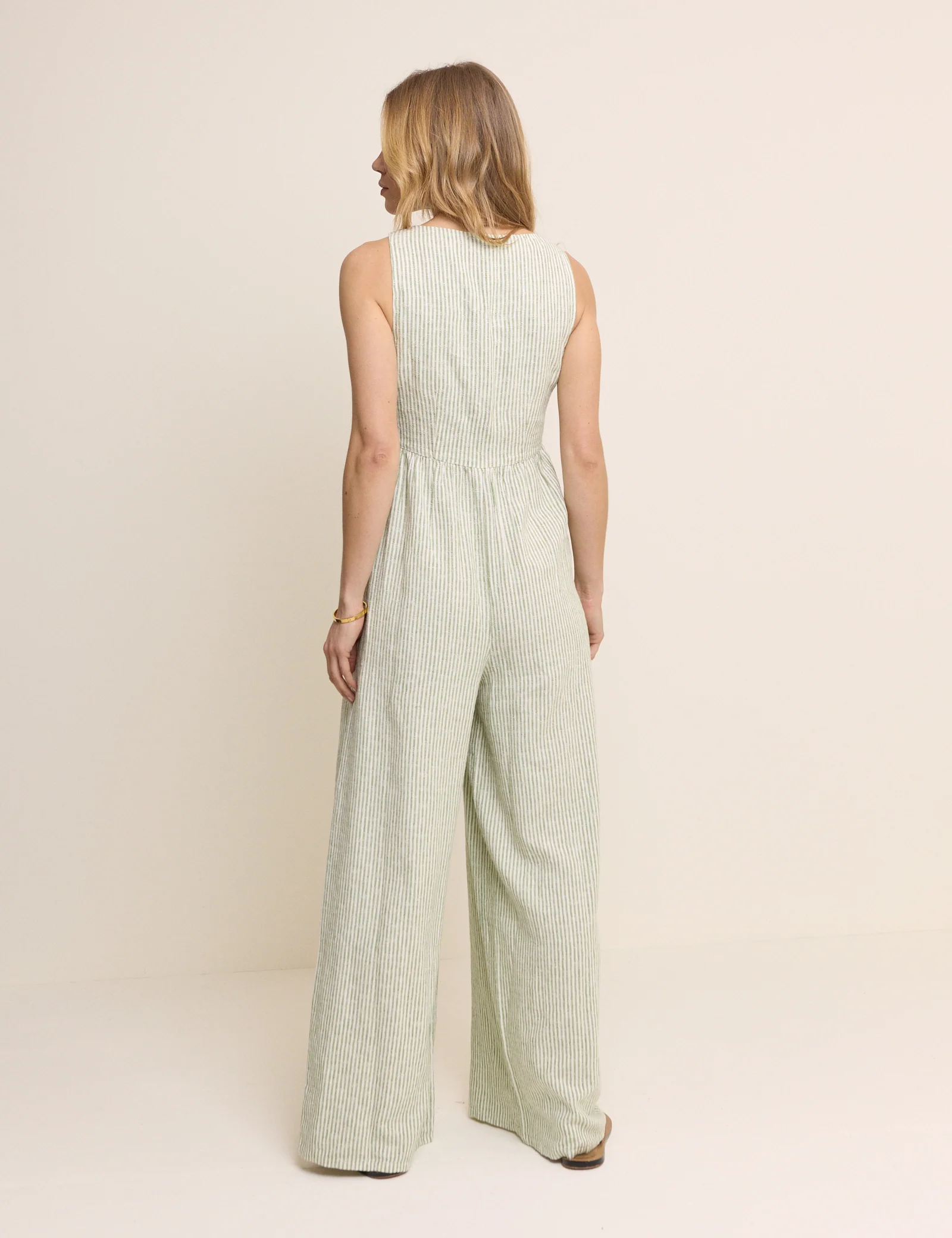 Green Pinstriped Cora Jumpsuit - Image 4