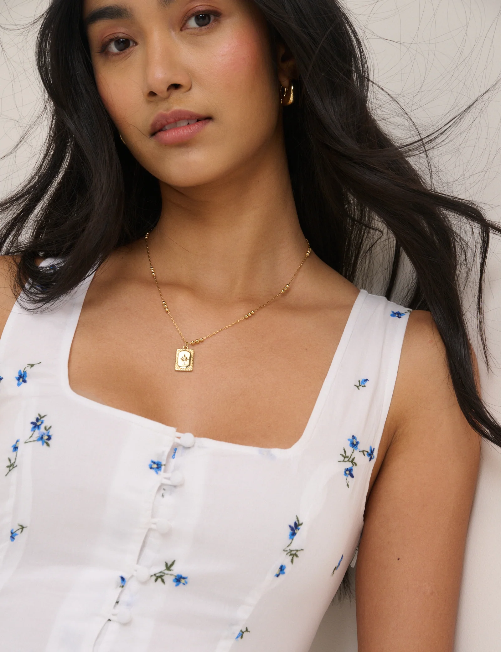 White Floral Cora Midi Dress - Image 2