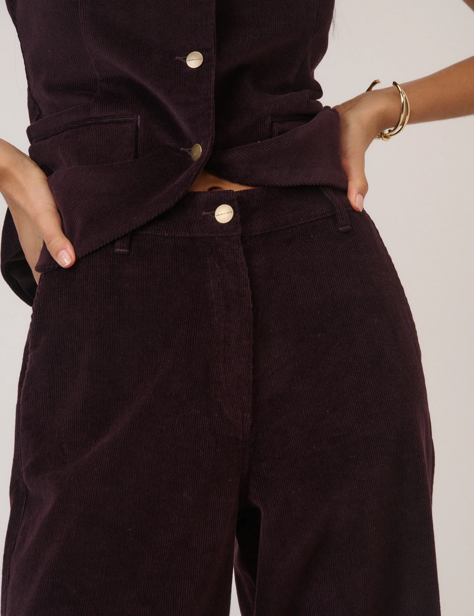 Black Cherry Cord Tailored Trousers - Image 3
