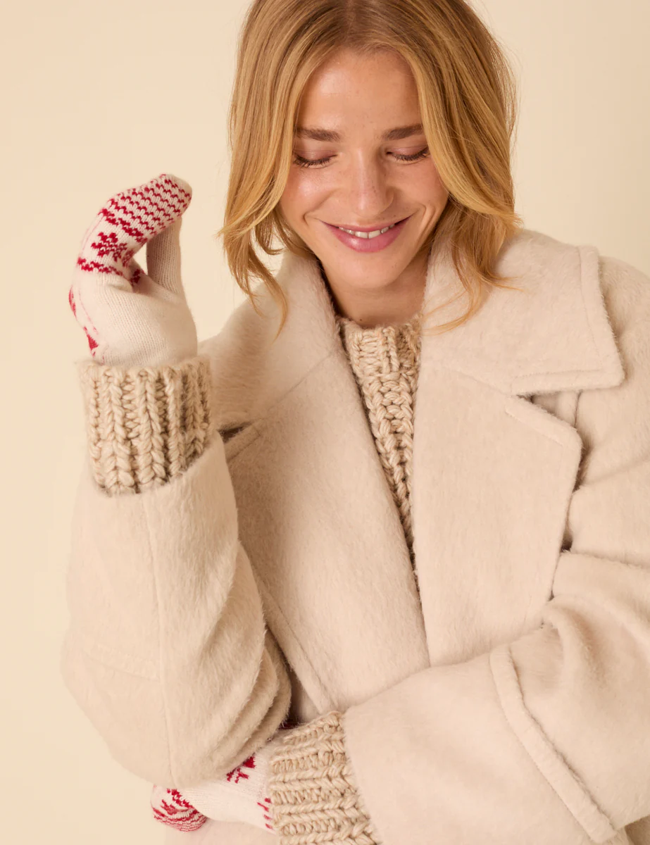 Cream Fair Isle Mittens - Image 4