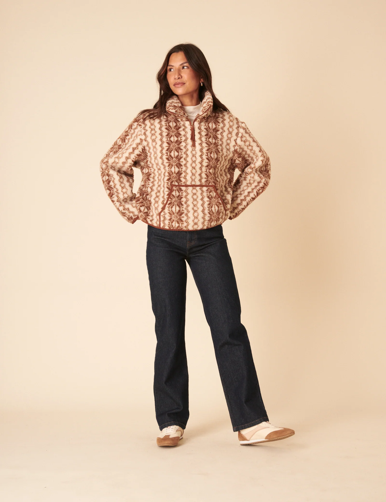 Cream & Brown Borg Jacket - Image 4