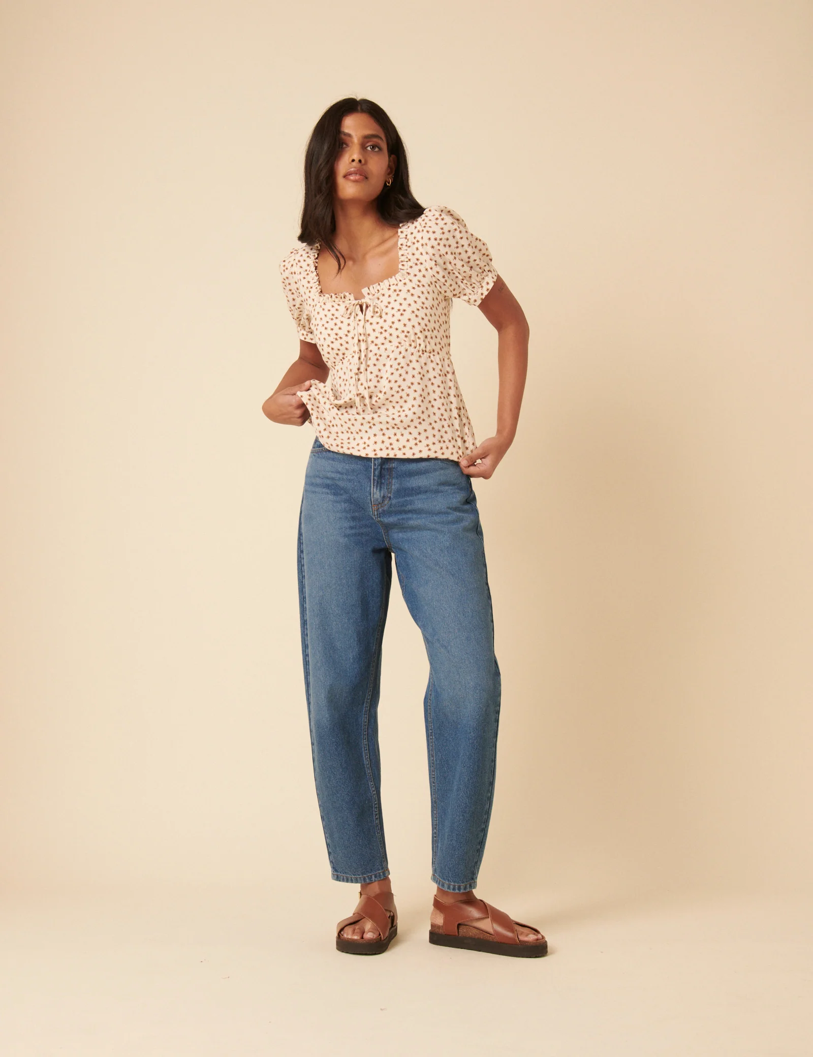 Cream Ditsy Floral Puff Sleeve Blouse - Image 5