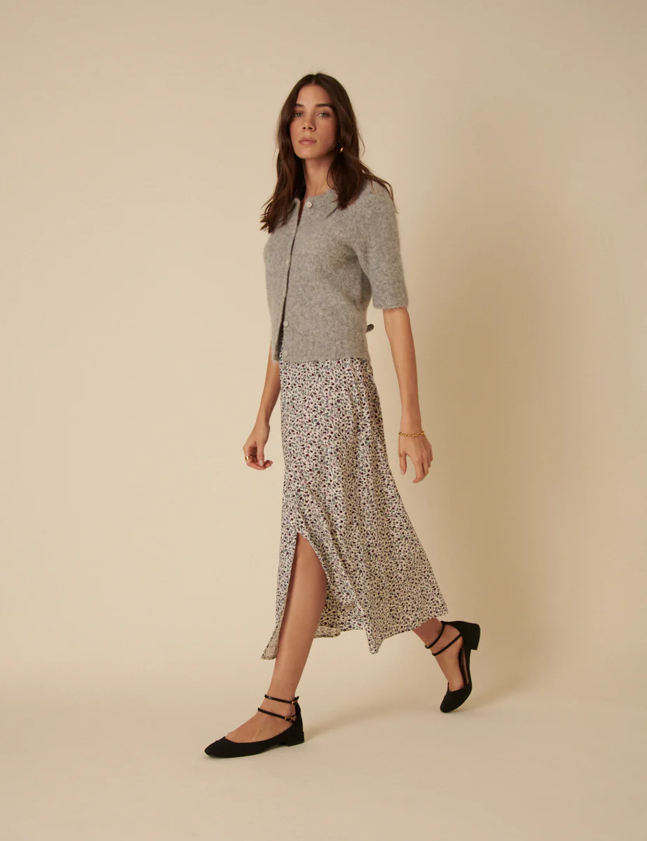 Cream Ditsy Floral Sadie Midi Skirt - Image 4
