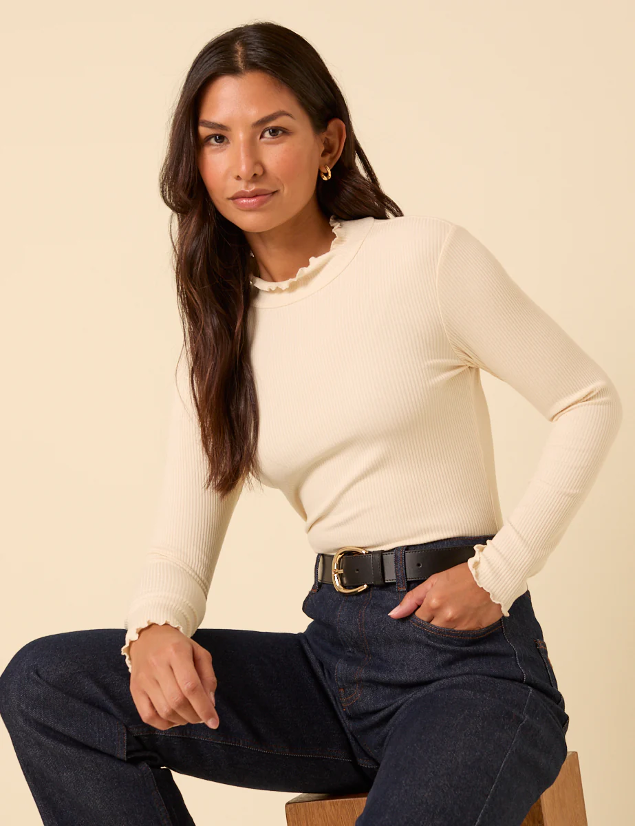 Cream Funnel Neck Lizzie Top - Image 3
