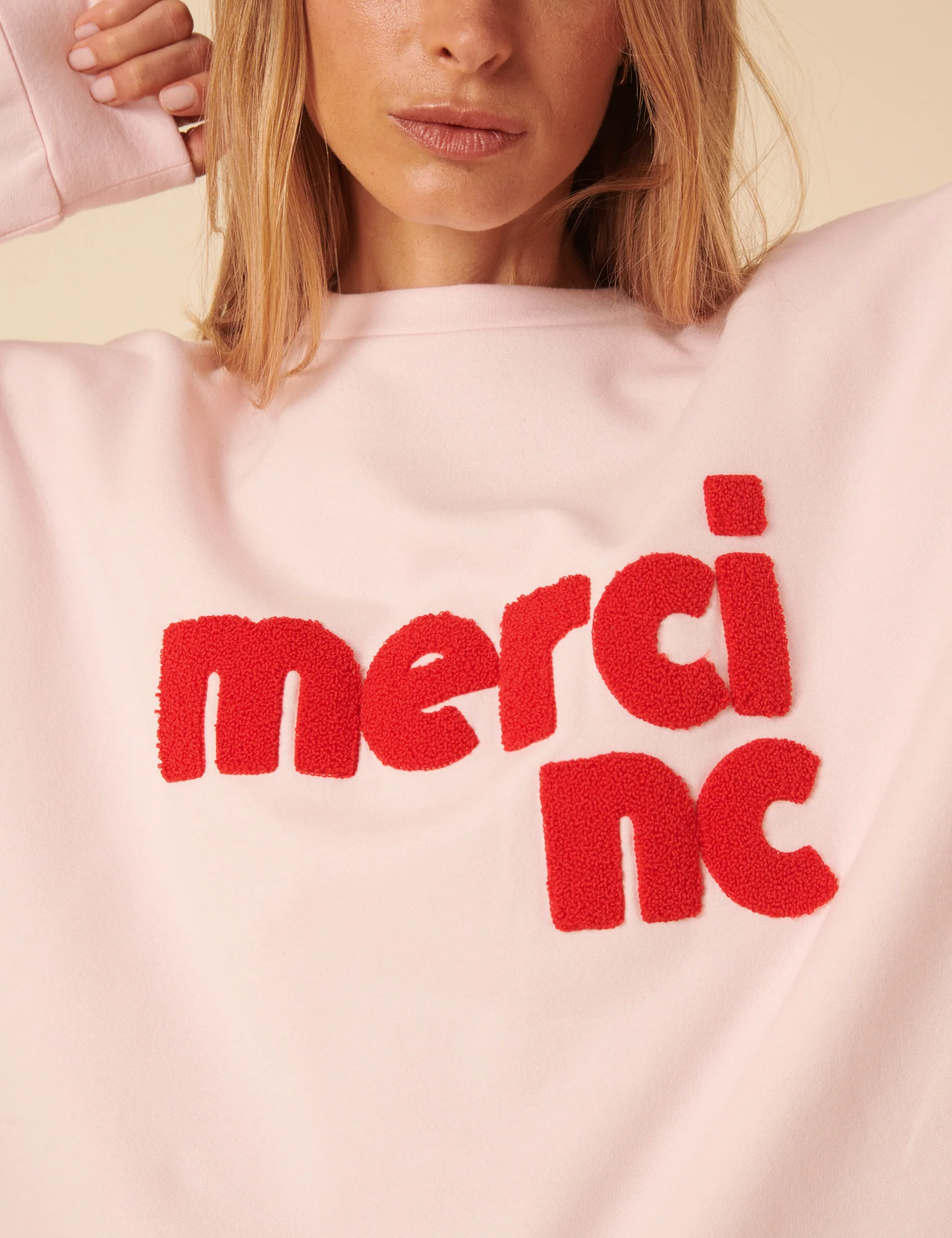 Pink Merci Graphic Sweatshirt - Image 4