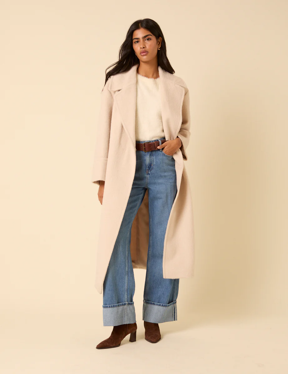 Cream Relaxed Brushed Coat