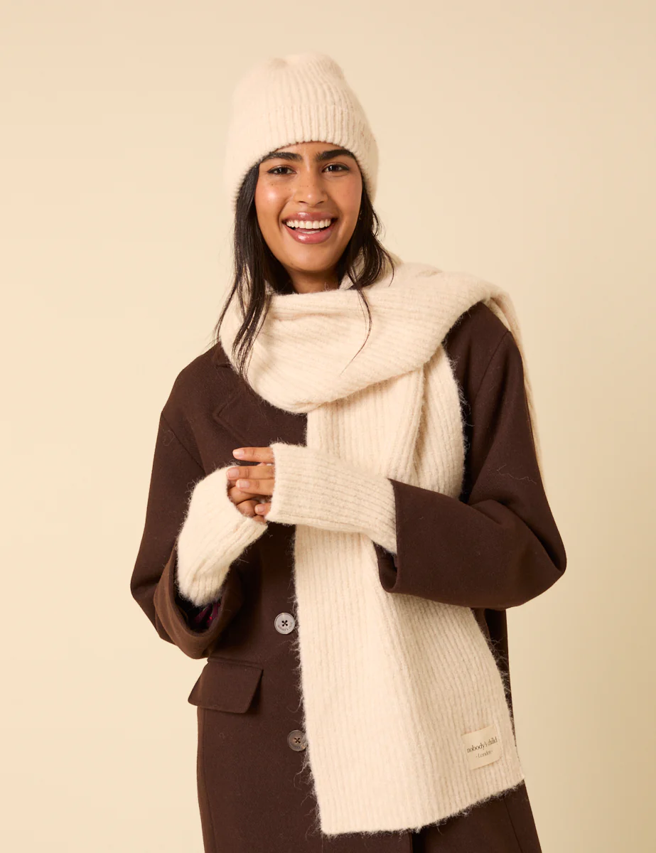 Cream Ribbed Gloves