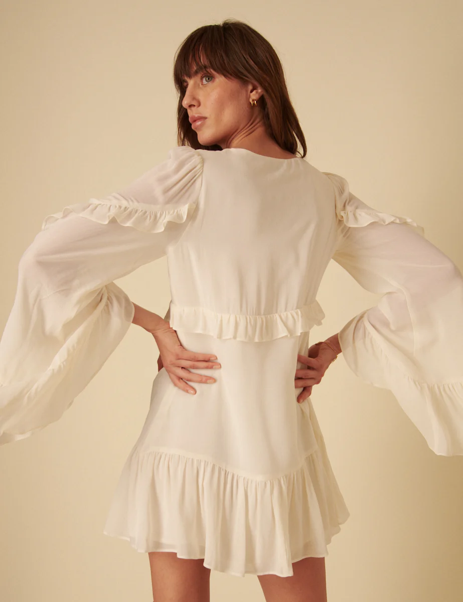 Cream Ruffled Jojo Mini Dress - Image 4