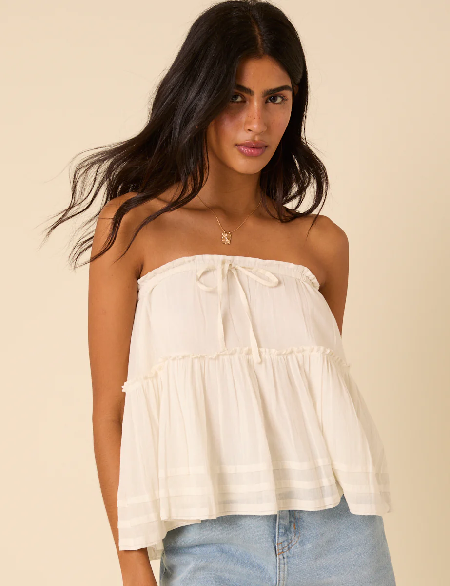 Cream Tiered Convertible Mini Skirt - Image 2