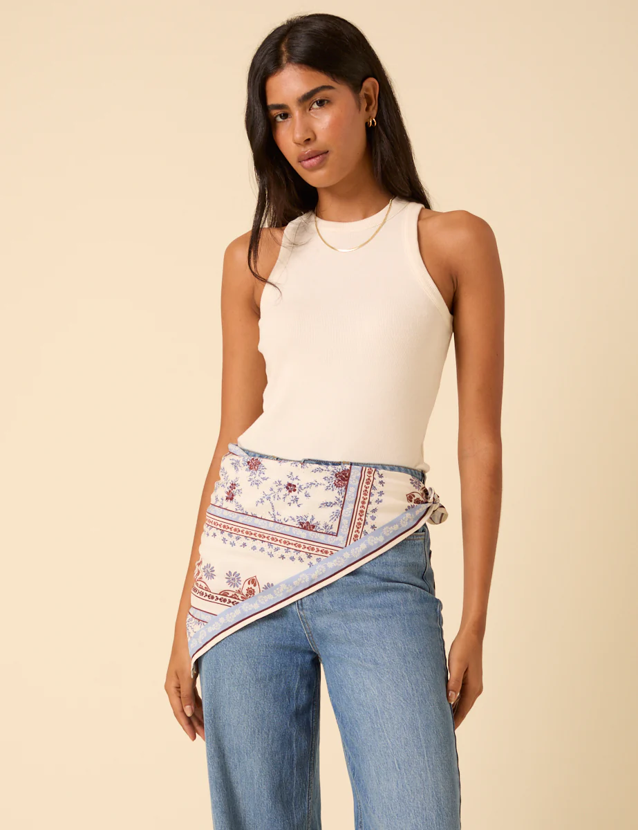 Cream Tile Printed Scarf - Image 3