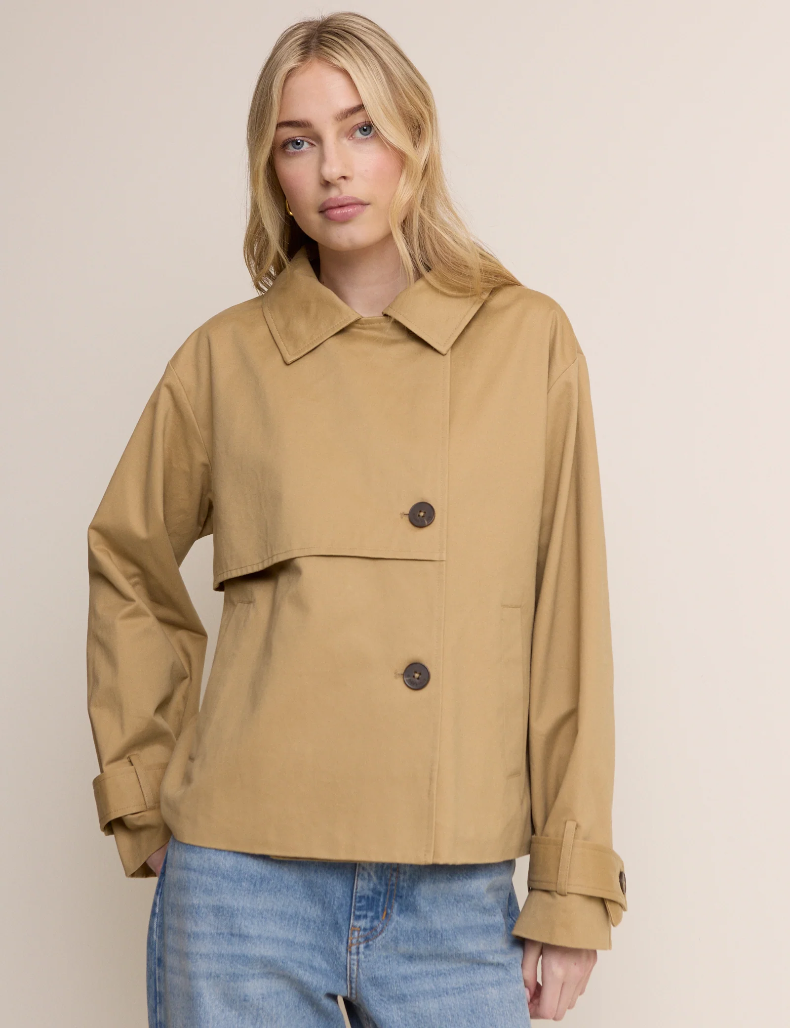 Camel Tie Trench Jacket - Image 4