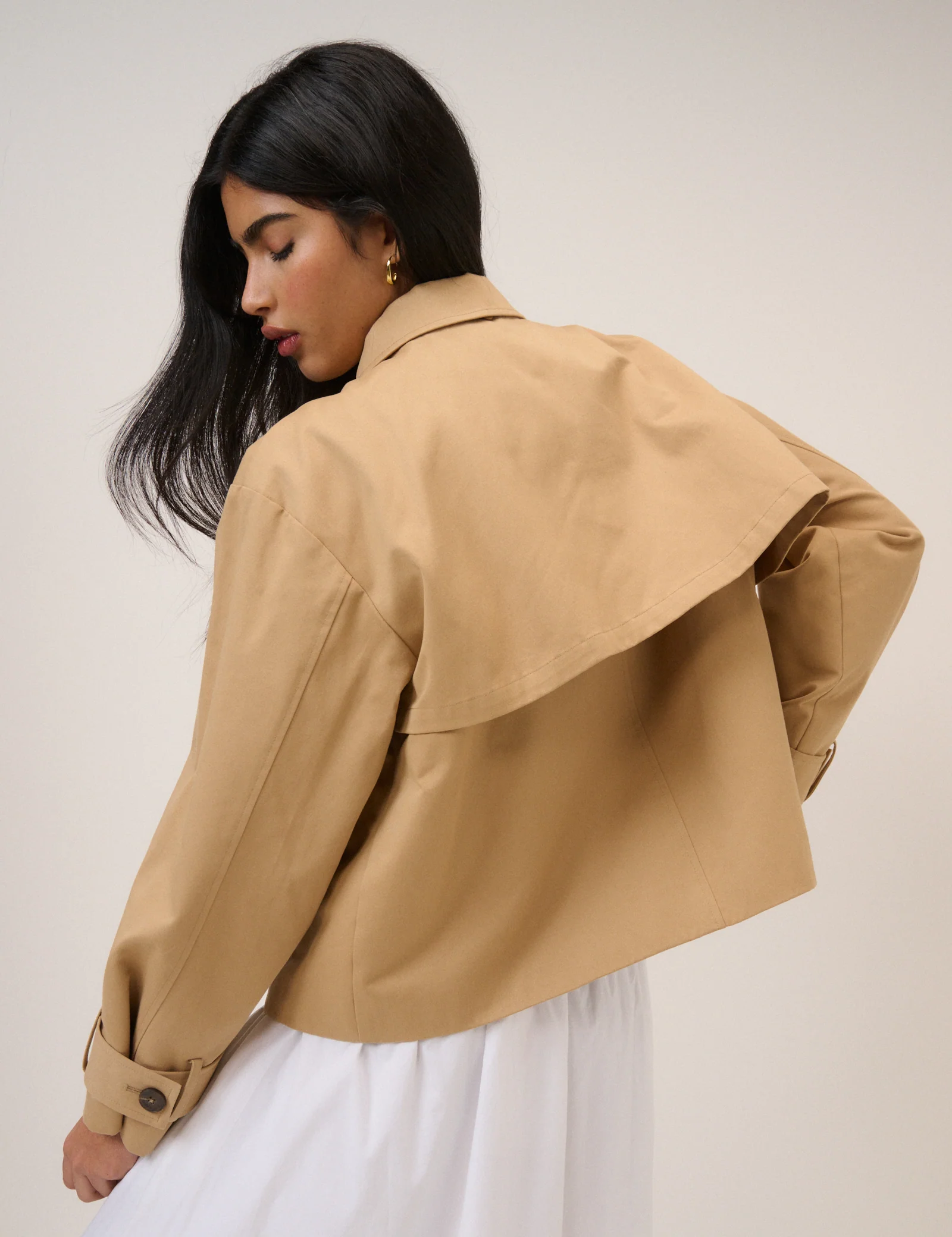 Camel Tie Trench Jacket - Image 5