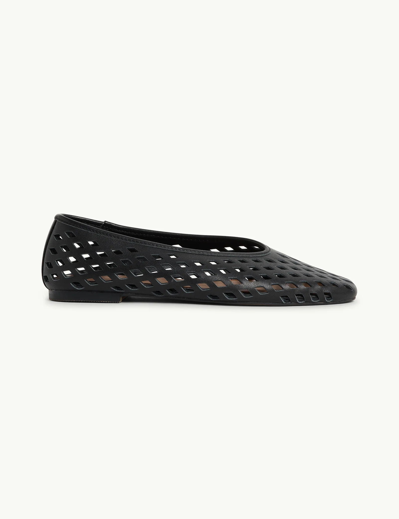 Black Leather Cut Out Ballet Flats - Image 3