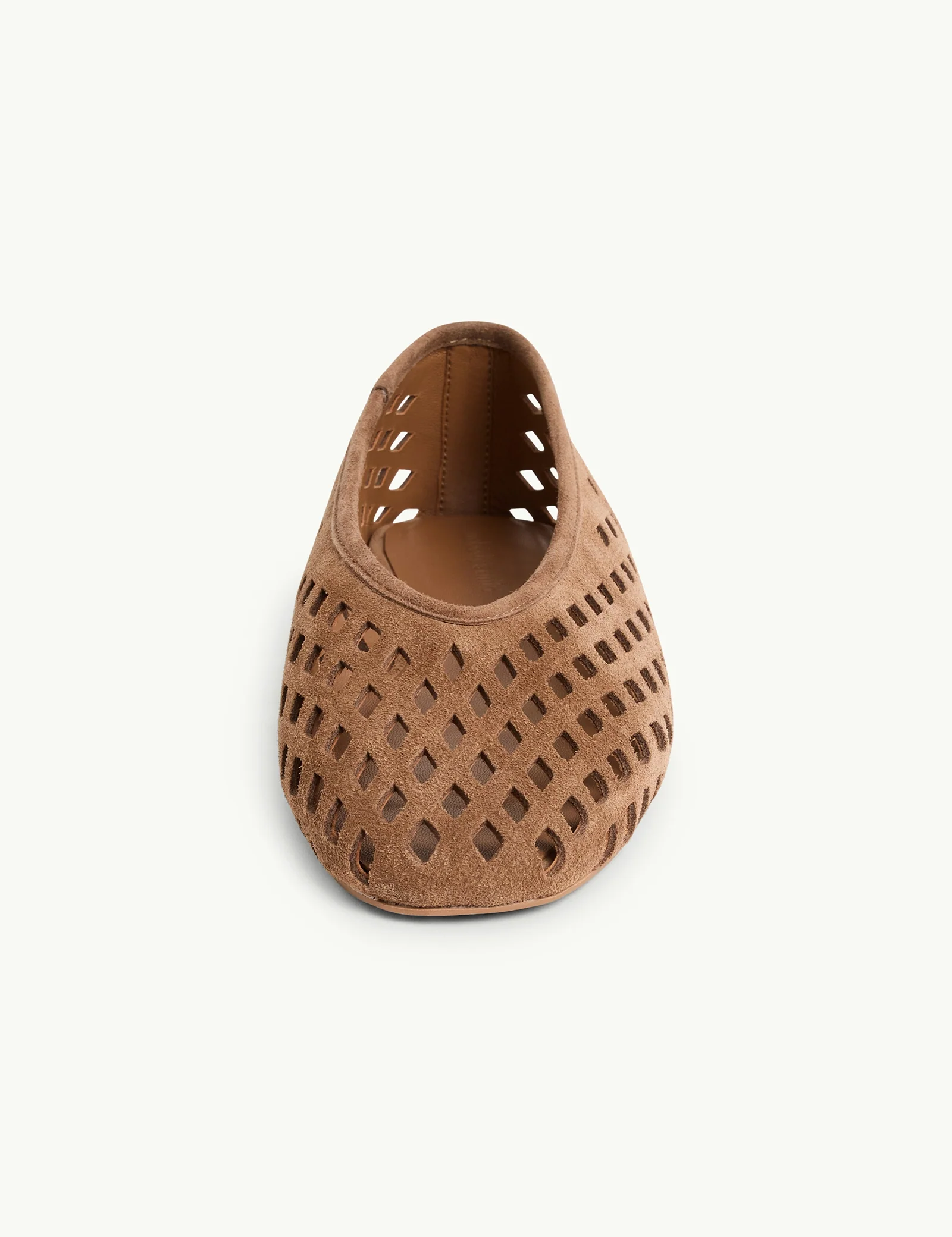 Brown Suede Cut Out Ballet Flats - Image 3