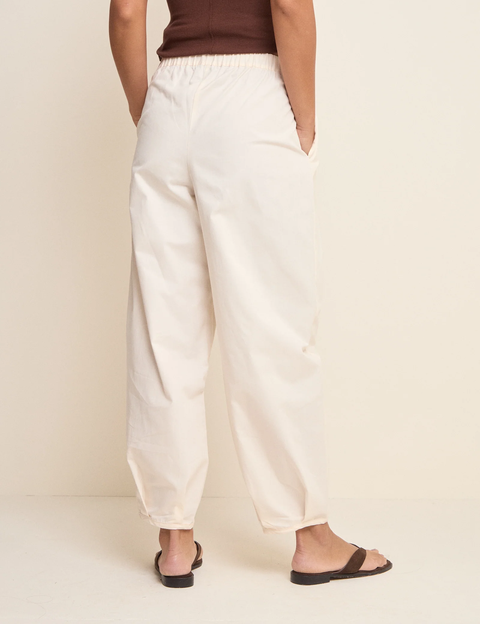 Cream Balloon Leg Trousers - Image 5