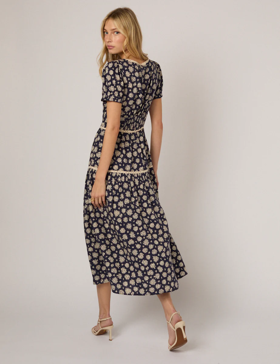 Navy Floral Dara Midi Dress - Image 5