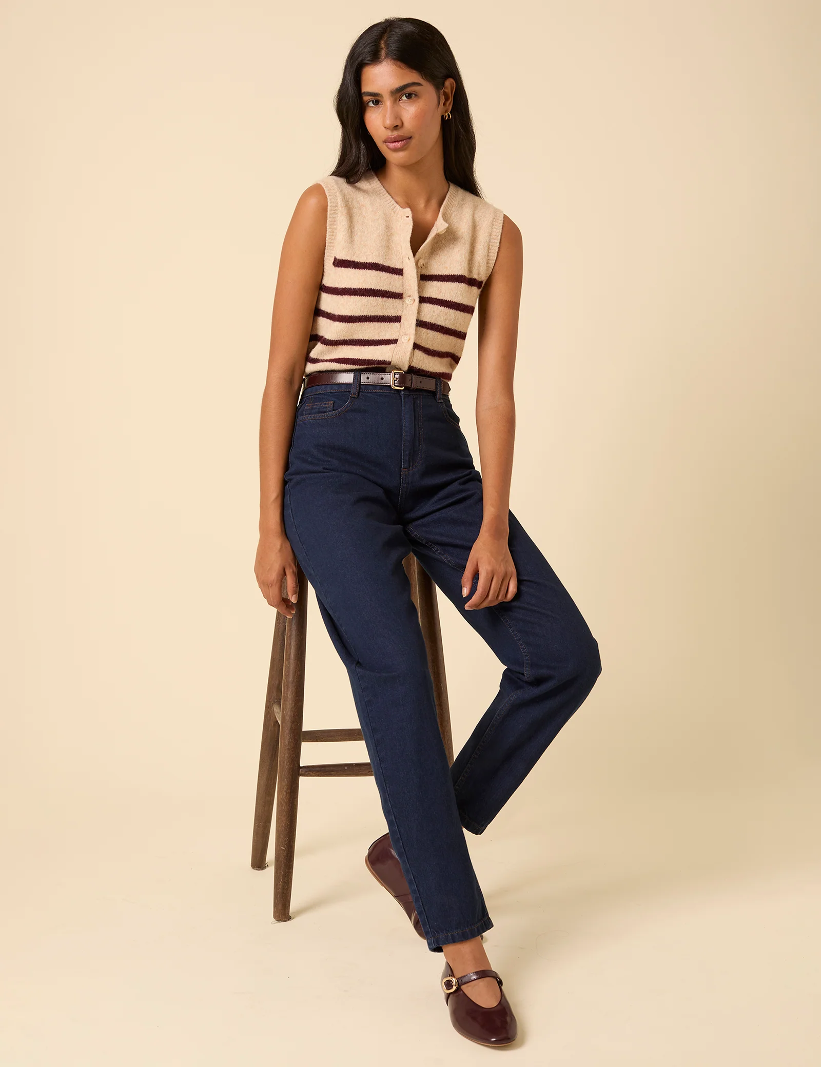 Dark Blue High Rise Putney Barrel Leg Jeans - Image 4