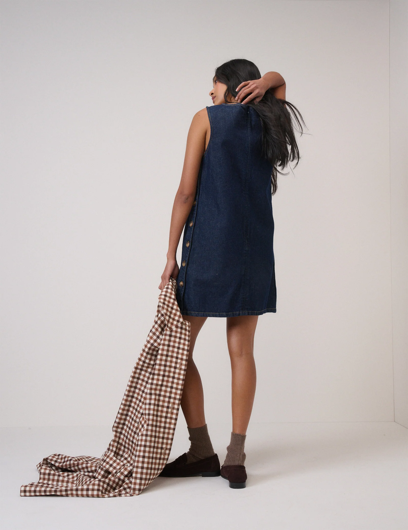 Dark Denim Izzie Pinafore Mini Dress - Image 5