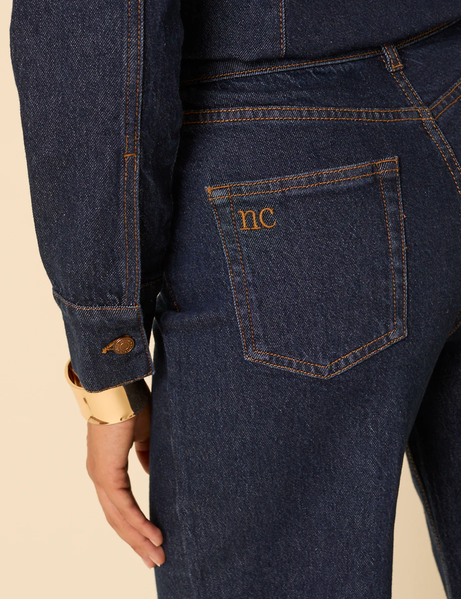 Dark Blue High Rise Stretch Wide Leg Jeans - Image 3