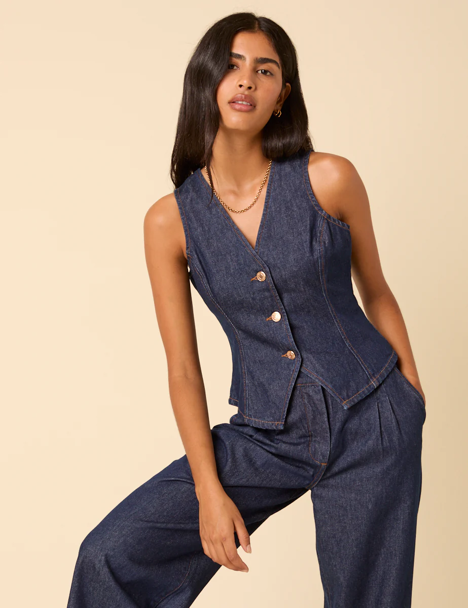 Dark Denim Waistcoat - Image 2
