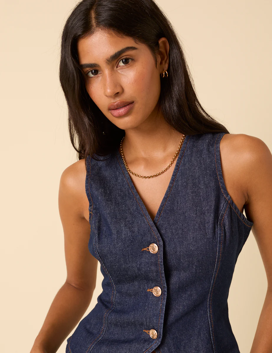 Dark Denim Waistcoat - Image 3