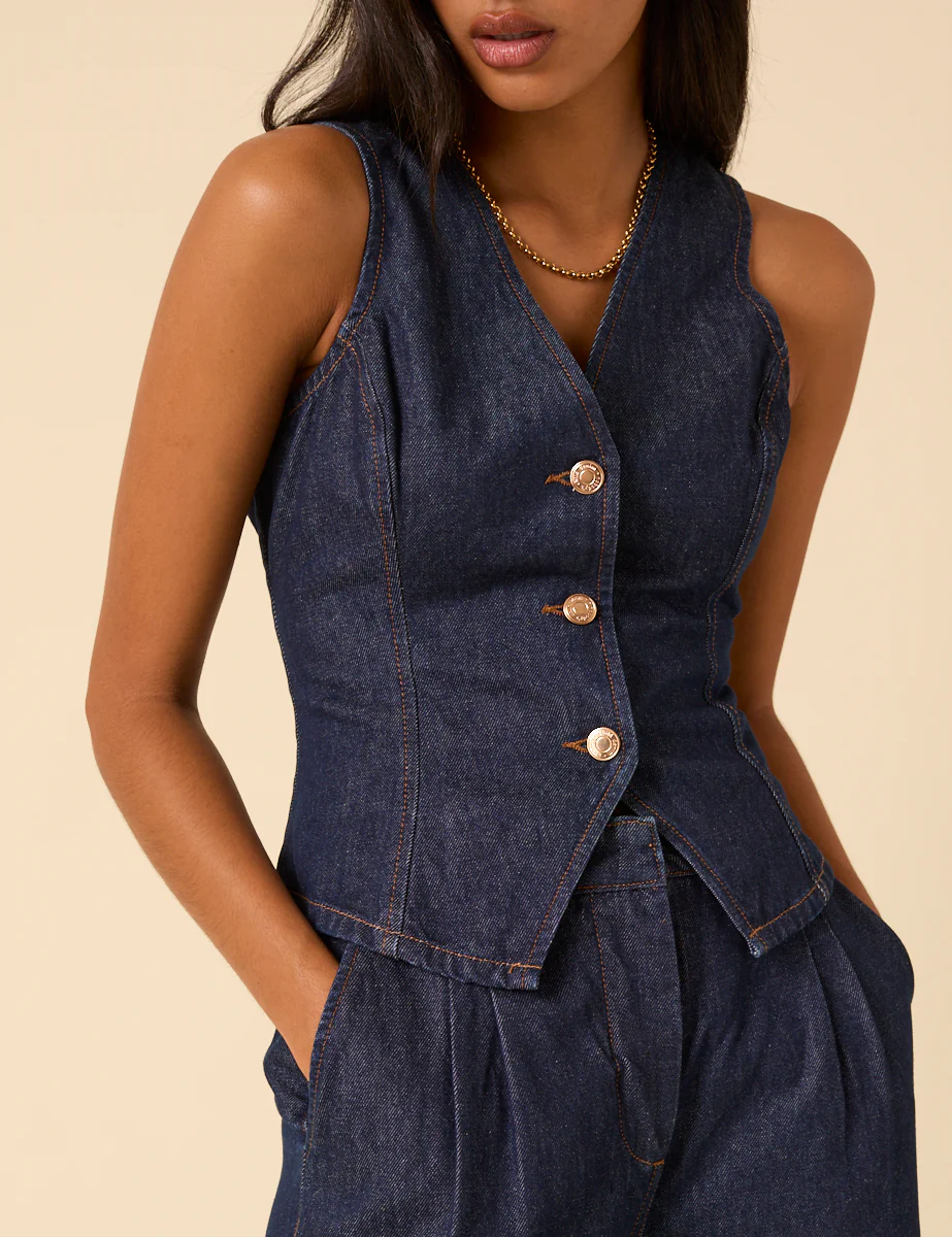 Dark Denim Waistcoat - Image 5
