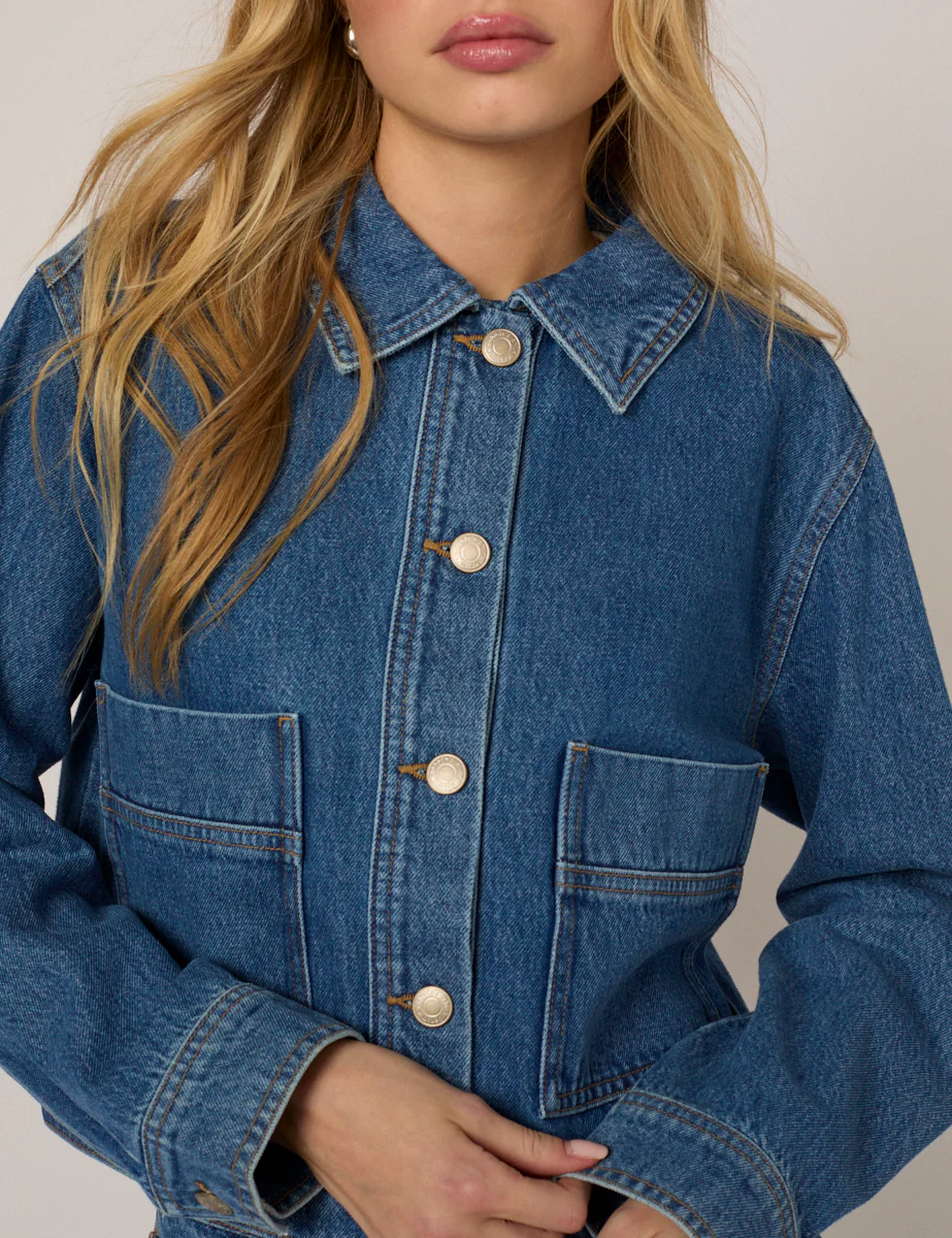 Blue Boxy Denim Jacket - Image 2