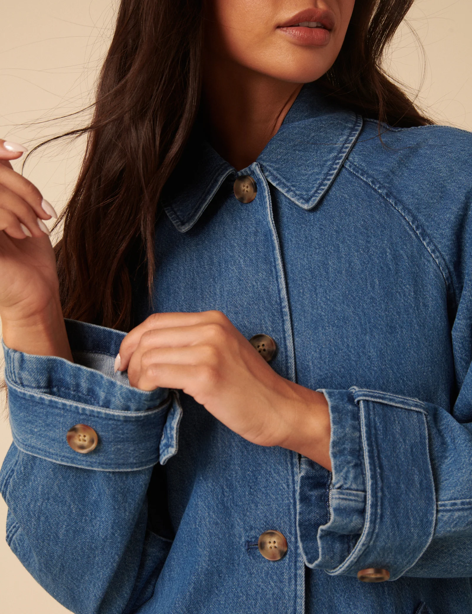 Denim Single Breasted Trench Coat - Image 4