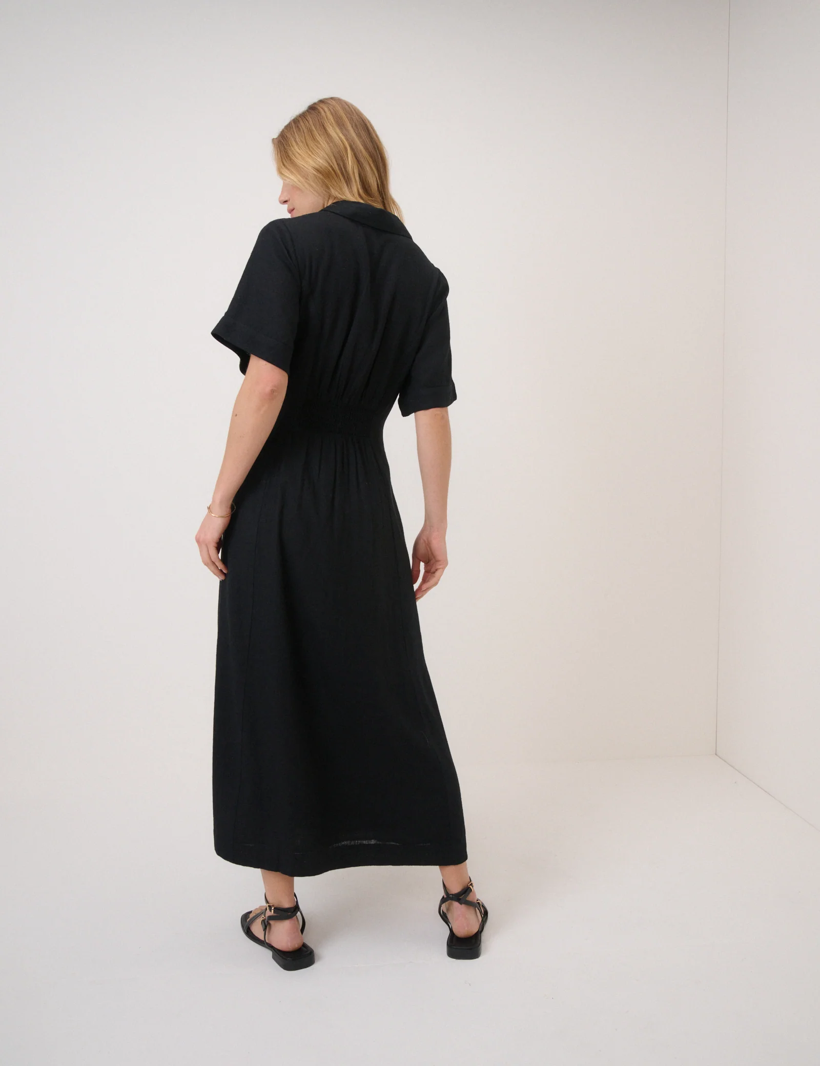 Black Short Sleeve Dillon Shirt Dress - Image 4