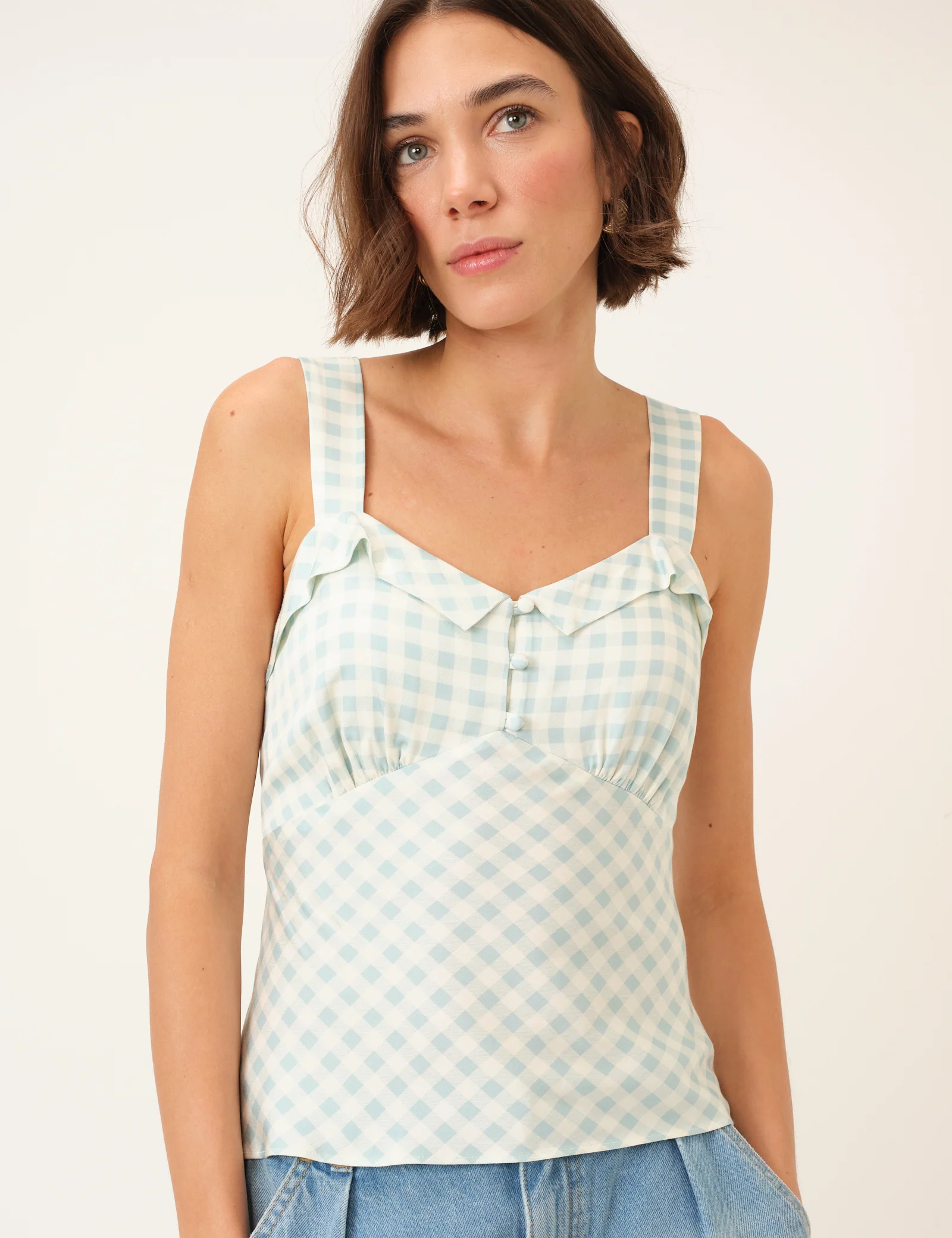 Mint Green Gingham Top - Image 3