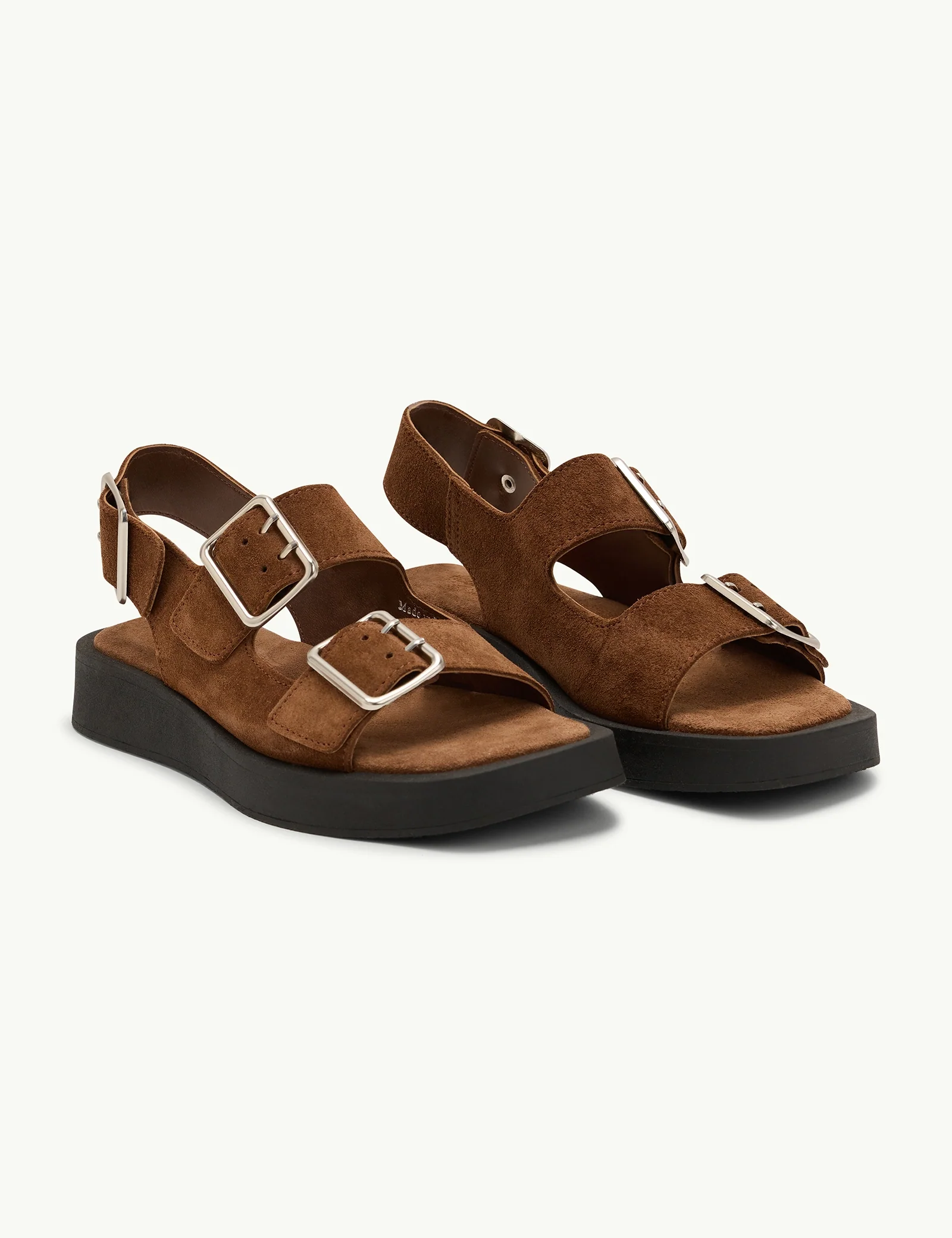 Brown Suede Double Strap Sandals
