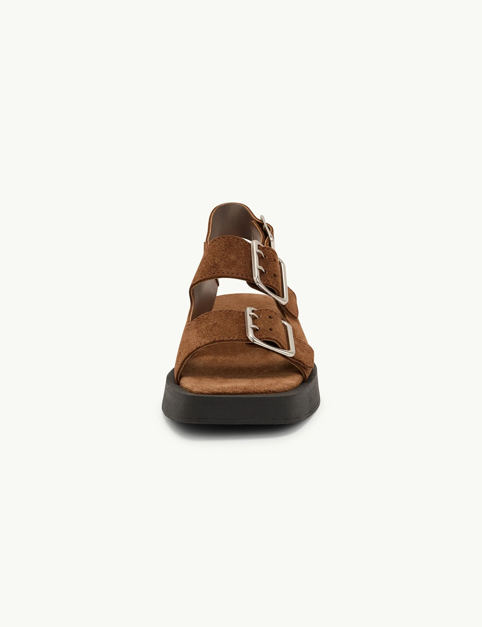 Brown Suede Double Strap Sandals - Image 5