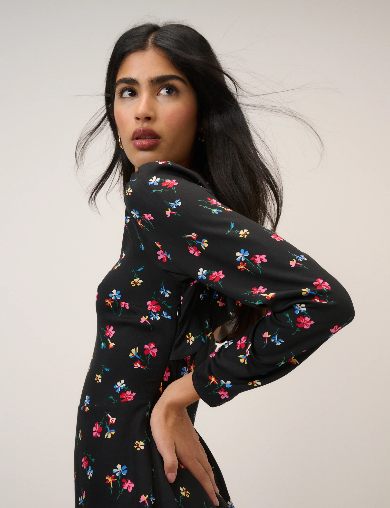 Black Floral Dylan Mini Dress - Image 2