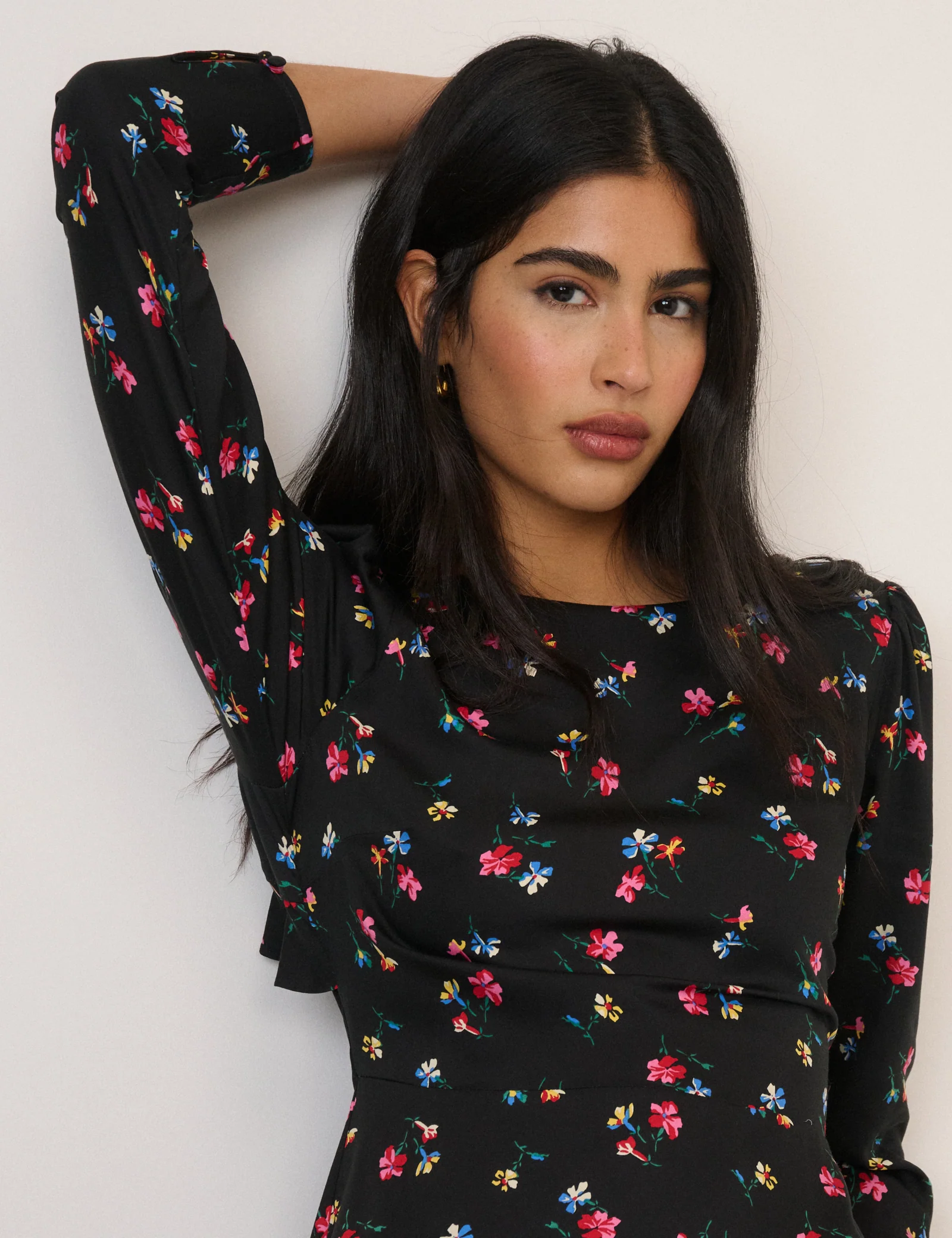 Black Floral Dylan Mini Dress - Image 3