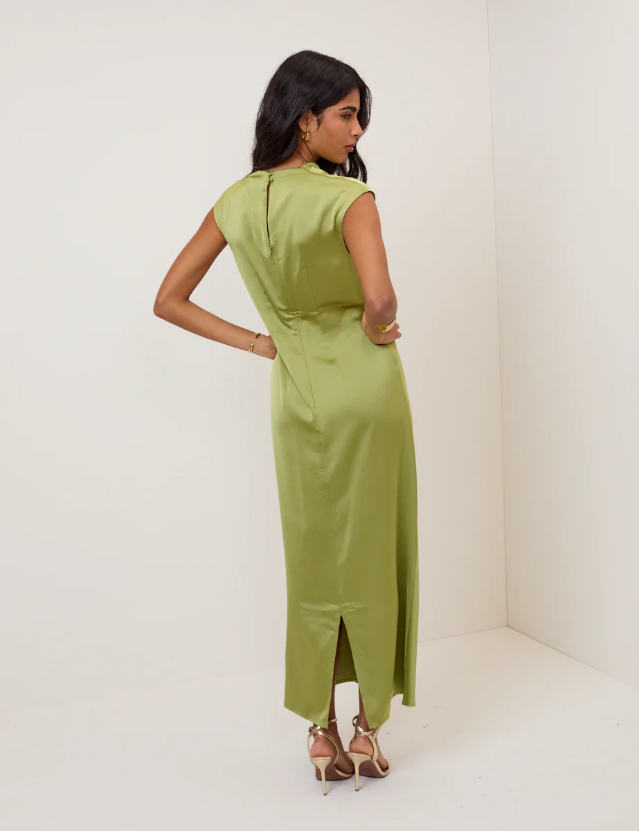 Green Cowl Neck Eden Midi Dress - Image 5