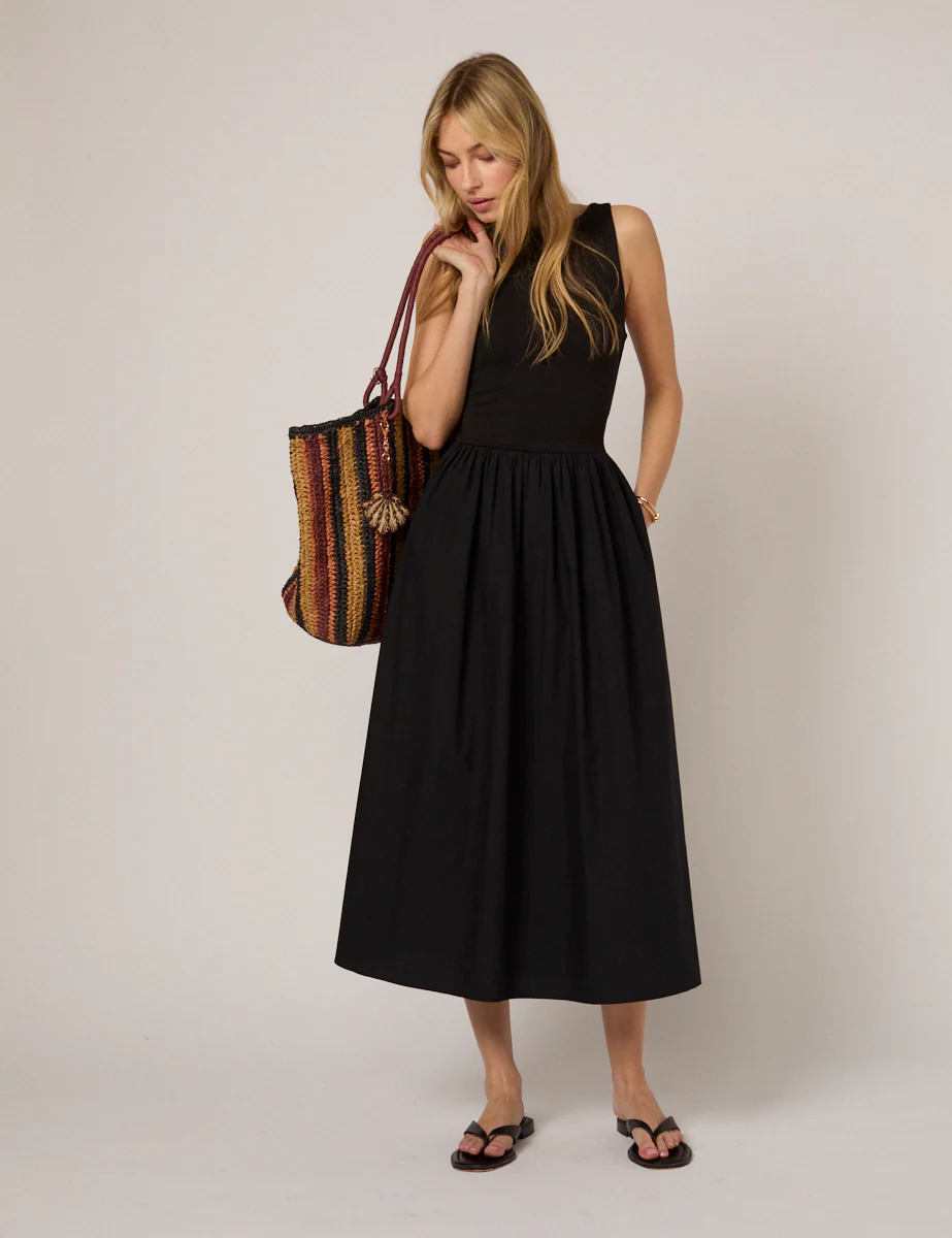Black Fitted Bodice Eliana Midi Dress - Image 3