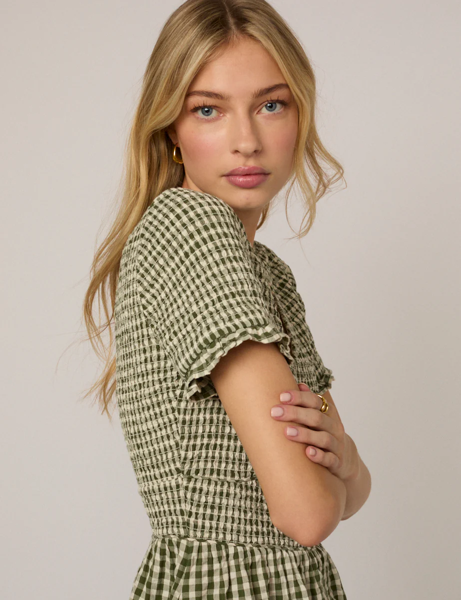 Green Gingham Eliza Midi Dress - Image 2